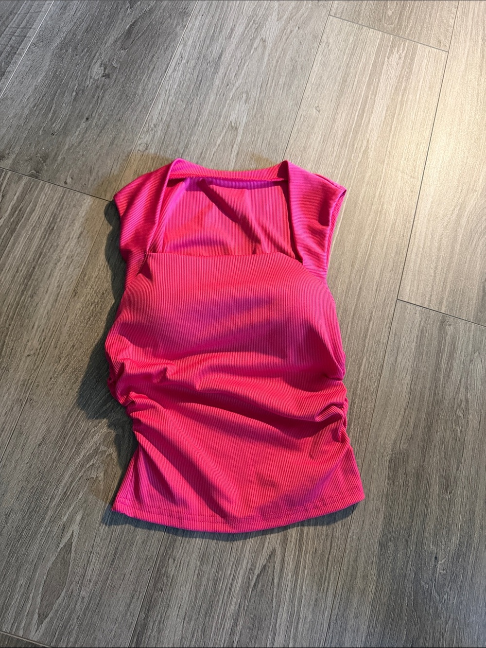 Women’s Hot Pink Square-Neck Ruched Tank Top